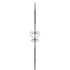Zierstab 12x12mm, glatt, H: 900mm, 2x S-Schnecke mittig