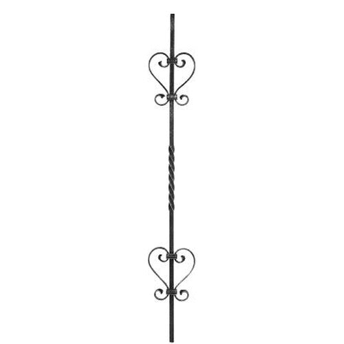 Zierstab 12x12mm, glatt, H: 900mm, 4x S-Schnecke außermittig