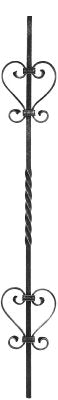 Zierstab 12x12mm, glatt, H: 900mm, 4x S-Schnecke außermittig
