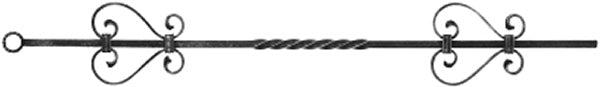 Zierstab 12x12mm, glatt, H: 900mm, 4x S-Schnecke außermittig