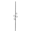 Zierstab 12x12mm, gehämmert, H: 900mm, 2x S-Schnecke mittig (Art. 1213)