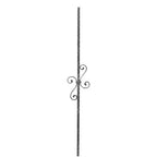 Zierstab 12x12mm, gehämmert, H: 900mm, 2x S-Schnecke mittig (Art. 1213)