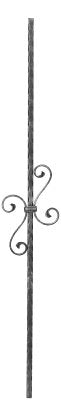 Zierstab 12x12mm, gehämmert, H: 900mm, 2x S-Schnecke mittig (Art. 1213)