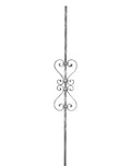 Zierstab 12x12mm, gehämmert, H: 900mm, 4x S-Schnecke mittig (Art. 1215)