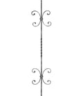 Zierstab 12x12mm, glatt, H: 900mm, 1x gedreht mittig, 4x C-Schnecke außermittig (Art. 1218)