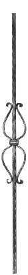 Zierstab 12x12mm, gehämmert, H: 900mm, 1x Ornament mittig (Art. 1220)