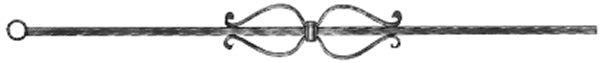 Zierstab 12x12mm, gehämmert, H: 900mm, 1x Ornament mittig (Art. 1220)