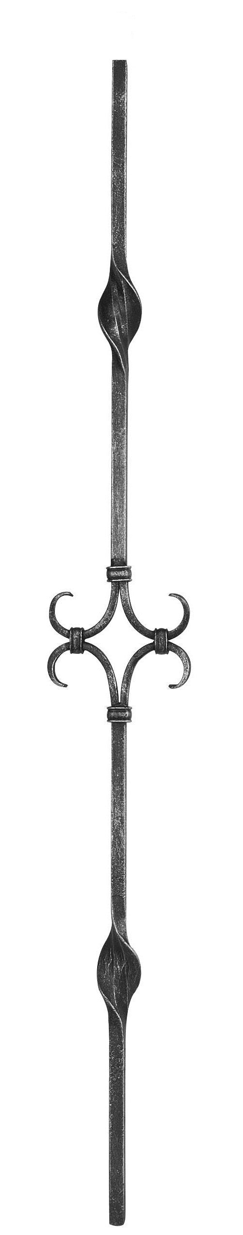 Zierstab 12x12mm, glatt, H: 900mm, 1x Ornament mittig (Art. 1221)