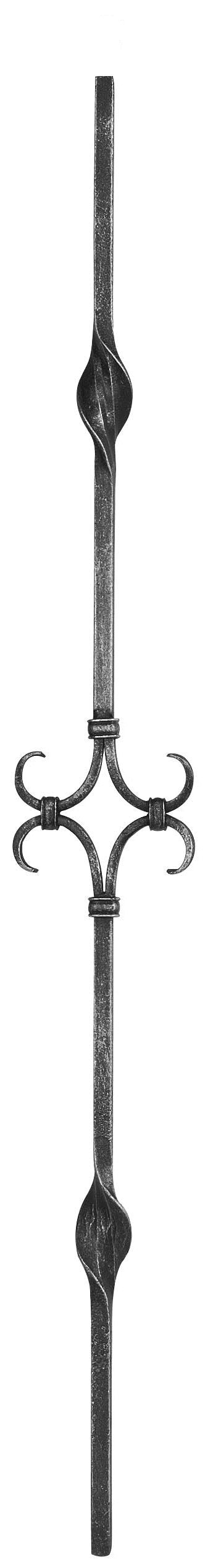 Zierstab 12x12mm, glatt, H: 900mm, 1x Ornament mittig (Art. 1221)