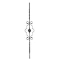 Zierstab 12x12mm, glatt, H: 900mm, 1x Ornament mittig (Art. 1223)