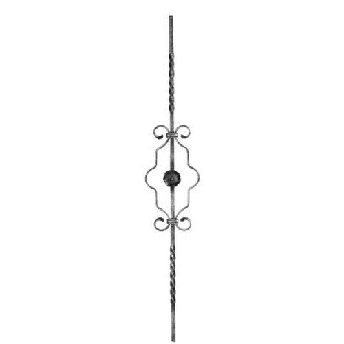 Zierstab 12x12mm, glatt, H: 900mm, 1x Ornament mittig (Art. 1223)