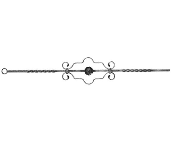 Zierstab 12x12mm, glatt, H: 900mm, 1x Ornament mittig (Art. 1223)