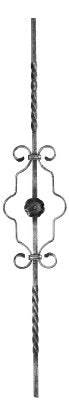 Zierstab 12x12mm, glatt, H: 900mm, 1x Ornament mittig (Art. 1223)