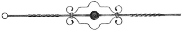 Zierstab 12x12mm, glatt, H: 900mm, 1x Ornament mittig (Art. 1223)