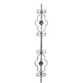 Zierstab 12x12mm, glatt, H: 900mm, 2x Ornament außermittig