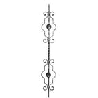Zierstab 12x12mm, glatt, H: 900mm, 2x Ornament außermittig