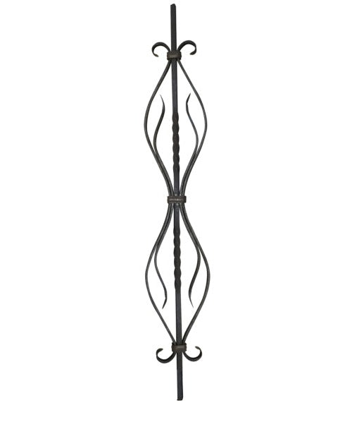 Zierstab 12x12mm, glatt, H: 900mm, 1x Ornament mittig (Art. 1229)