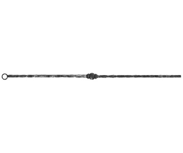 Knubbelstab 13x13mm, gehämmert, H: 1000mm, 1x Knubbel: mittig (Art. 1234)