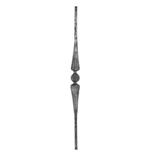 Zierstab 16x16mm, gehämmert, H: 1000mm, 1x Ornament mittig