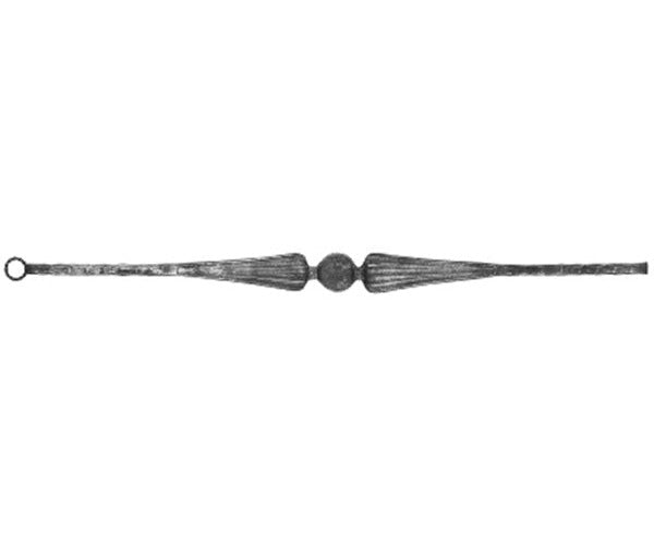 Zierstab 16x16mm, gehämmert, H: 1000mm, 1x Ornament mittig
