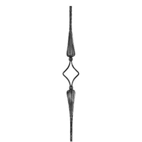 Zierstab 16x16mm, gehämmert, H: 1000mm, Mittelteil: gerillt