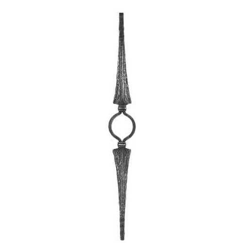 Zierstab 20x12mm, gehämmert, H: 1000mm, 1x Kreis mittig