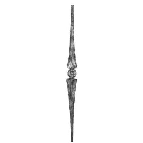 Zierstab 15x15mm, gehämmert, H: 1000mm, 1x Ornament mittig