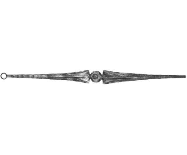 Zierstab 15x15mm, gehämmert, H: 1000mm, 1x Ornament mittig