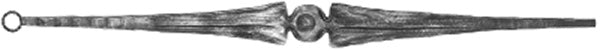 Zierstab 15x15mm, gehämmert, H: 1000mm, 1x Ornament mittig