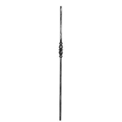Zierstab 15mm, gehämmert, H: 900mm, 1x Zierteil: rund geschmiedet, außermittig