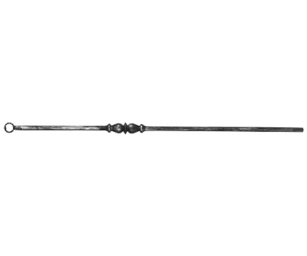 Zierstab 15mm, gehämmert, H: 900mm, 1x Zierteil: rund geschmiedet, außermittig