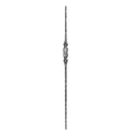 Zierstab 13x13mm, gehämmert, H: 1000mm, 1x Zierteil: flach (50x10mm) geschmiedet, außermittig