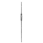Zierstab 13x13mm, gehämmert, H: 1000mm, 1x Zierteil: flach (50x10mm) geschmiedet, außermittig