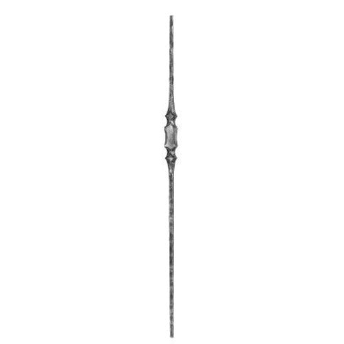Zierstab 13x13mm, gehämmert, H: 1000mm, 1x Zierteil: flach (50x10mm) geschmiedet, außermittig