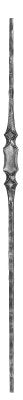 Zierstab 13x13mm, gehämmert, H: 1000mm, 1x Zierteil: flach (50x10mm) geschmiedet, außermittig