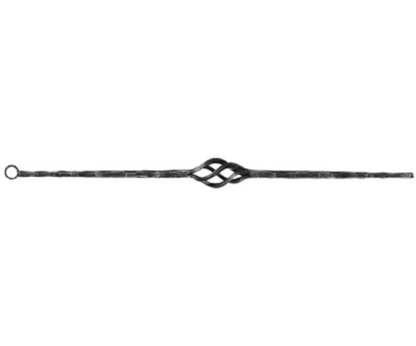 Zierstab 12x12mm, gehämmert, H: 900mm, 1x mittig gespalten