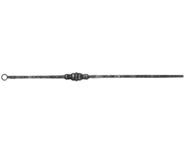Zierstab 15x15mm, gehämmert, H: 900mm, 1x Zierteil: rund mittig