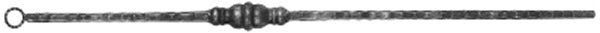 Zierstab 15x15mm, gehämmert, H: 900mm, 1x Zierteil: rund mittig