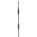 Zierstab 15x15mm, gehämmert, H: 1000mm, 2x Ornament außermittig
