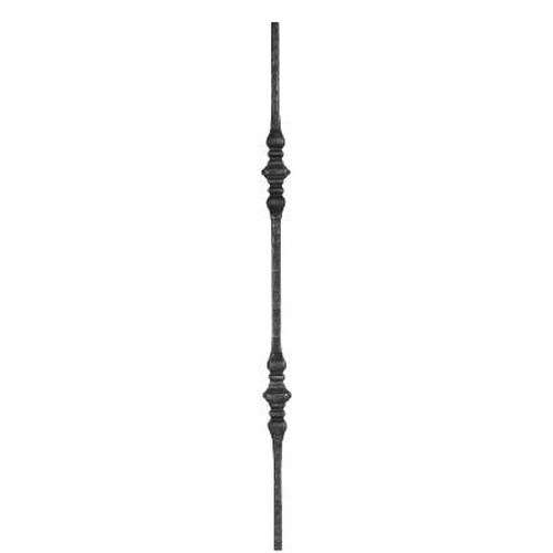Zierstab 15x15mm, gehämmert, H: 1000mm, 2x Ornament außermittig