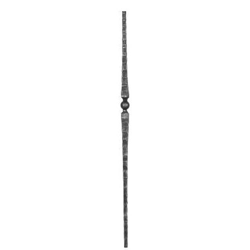 Zierstab 13x13mm, gehämmert, H: 1000mm, 1x Kugel mittig, konisch