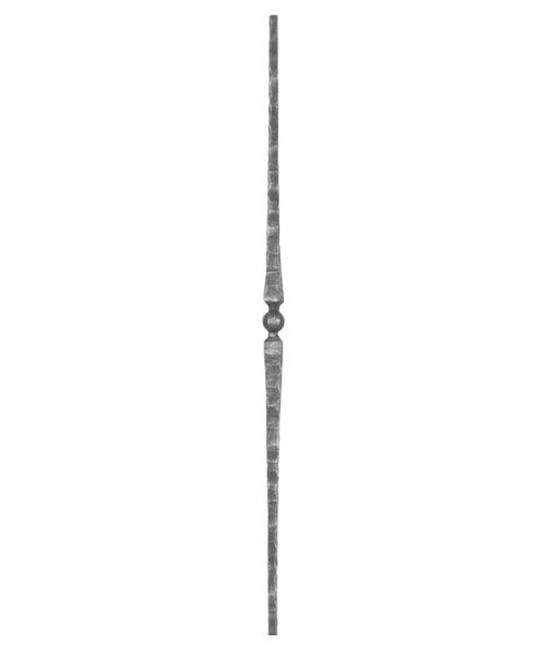 Zierstab 13x13mm, gehämmert, H: 1000mm, 1x Kugel mittig, konisch