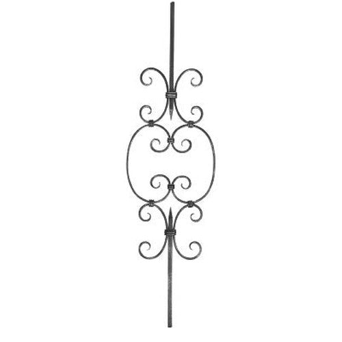 Zierstab 12x12mm, glatt, H: 900mm, 1x Ornament mittig (Art. 1272)