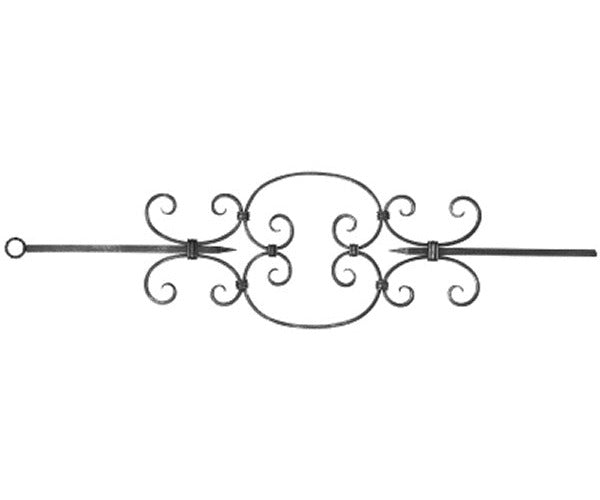 Zierstab 12x12mm, glatt, H: 900mm, 1x Ornament mittig (Art. 1272)