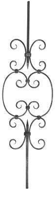 Zierstab 12x12mm, glatt, H: 900mm, 1x Ornament mittig (Art. 1272)