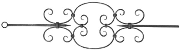 Zierstab 12x12mm, glatt, H: 900mm, 1x Ornament mittig (Art. 1272)