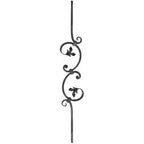 Zierstab 12x12mm, gerillt, Barock, H: 900mm, 2x C-Schnecke mittig