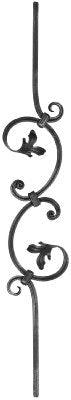 Zierstab 12x12mm, gerillt, Barock, H: 900mm, 2x C-Schnecke mittig