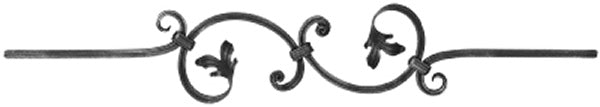 Zierstab 12x12mm, gerillt, Barock, H: 900mm, 2x C-Schnecke mittig