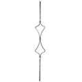 Zierstab 12x12mm, glatt, H: 900mm, 1x Ornament mittig (Art. 1274)